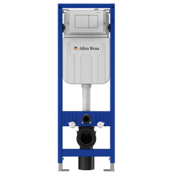 Инсталляция для унитаза Allen Brau Pneumatic Slim 9.11102.20 с кнопкой 9.20006.BN сталь браш