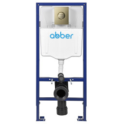 Инсталляция для унитаза Abber AC0108 с кнопкой AC0126BG золото брашированное