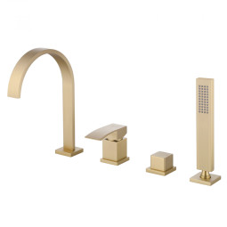 Смеситель для ванны Abber Wasserfall AF8613G золото матовое