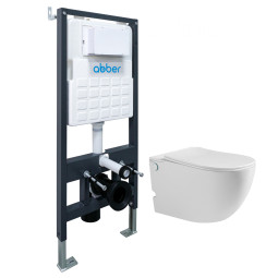 Подвесной унитаз Abber Bequem AC1105P с инсталляцией AC0105