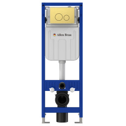 Инсталляция для унитаза Allen Brau Pneumatic Slim 9.11102.20 с кнопкой 9.20007.GB золото браш