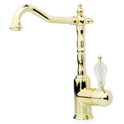 Смеситель для кухни Boheme Tradizionale Oro 102-CRST с ручкой Cristal