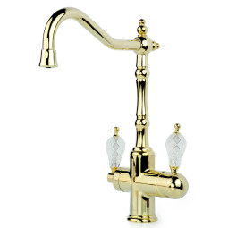 Смеситель для кухни Boheme Tradizionale Oro 112-CRST с ручкой Cristal