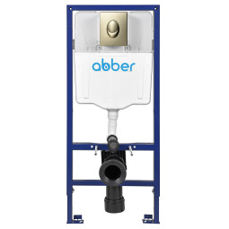 Инсталляция для унитаза Abber AC0108 с кнопкой AC0125BG золото брашированное